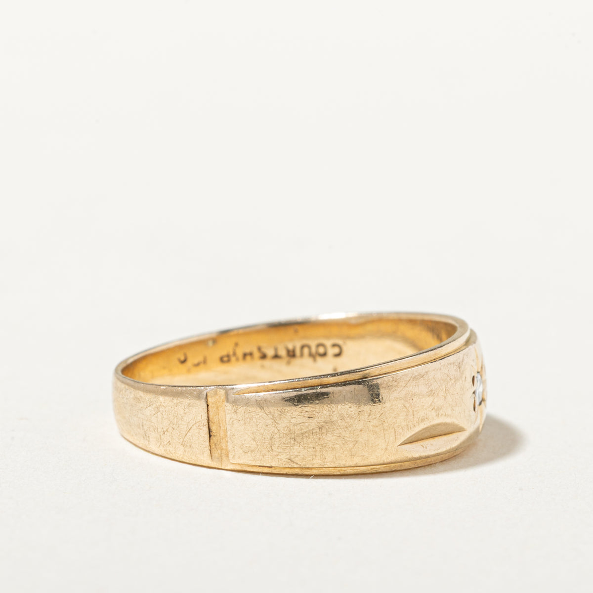 'Courtship' Star Set Diamond Grooved Band | 6.00mm | SZ 7.5