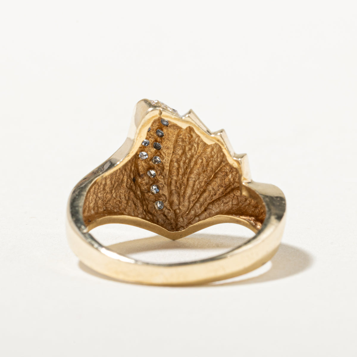 10k Diamond Grooved Fan Ring | SZ 4.25