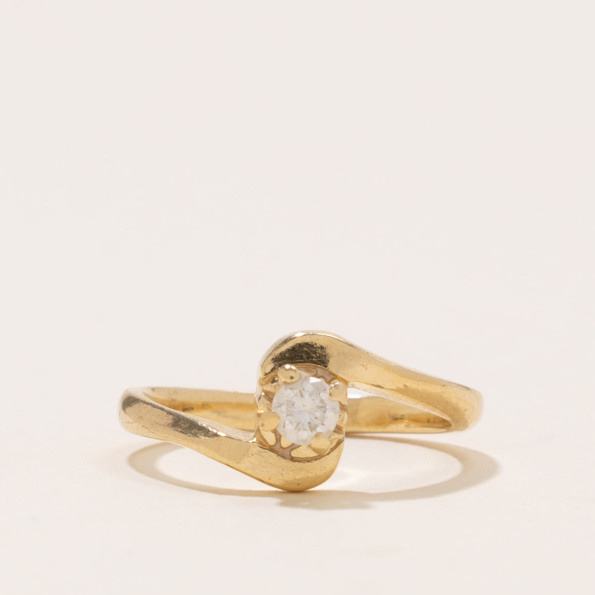 13k Solitaire Diamond Petite Bypass Ring | SZ 3.5