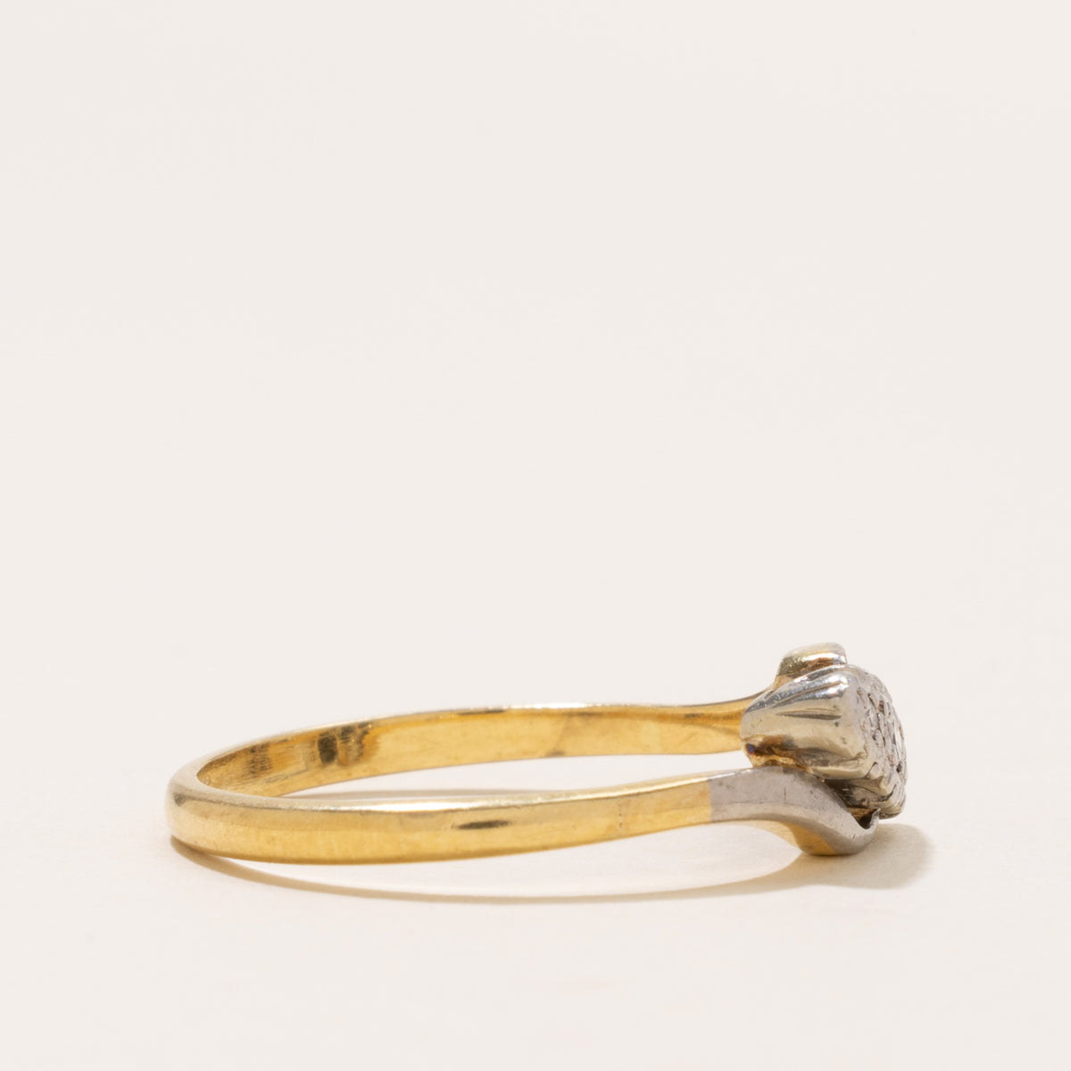 18k Two Tone Illusion Set Diamond Cluster Bypass Ring | SZ 9.25