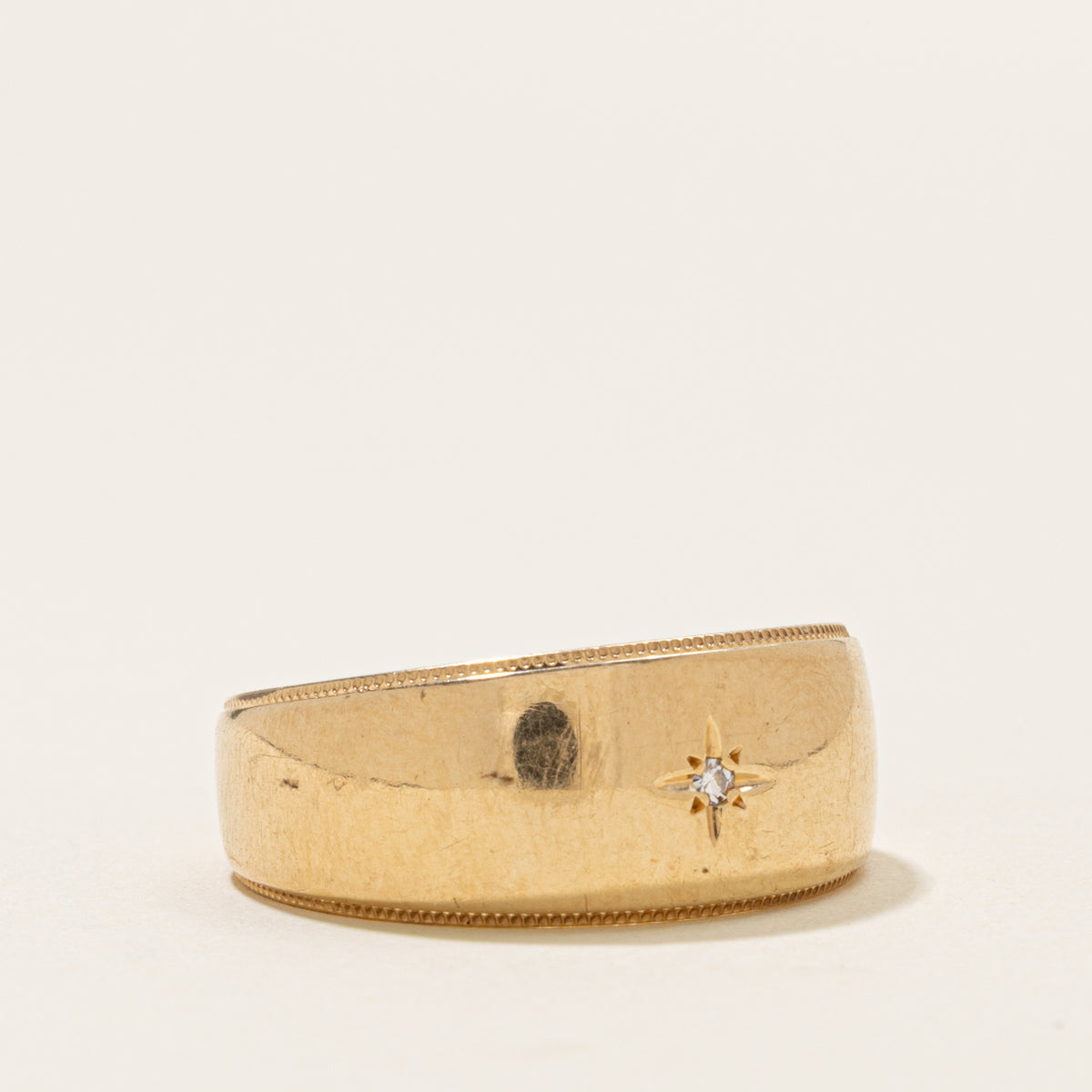 10k Star Set Diamond Milgrain Band | 8.95mm | SZ 9