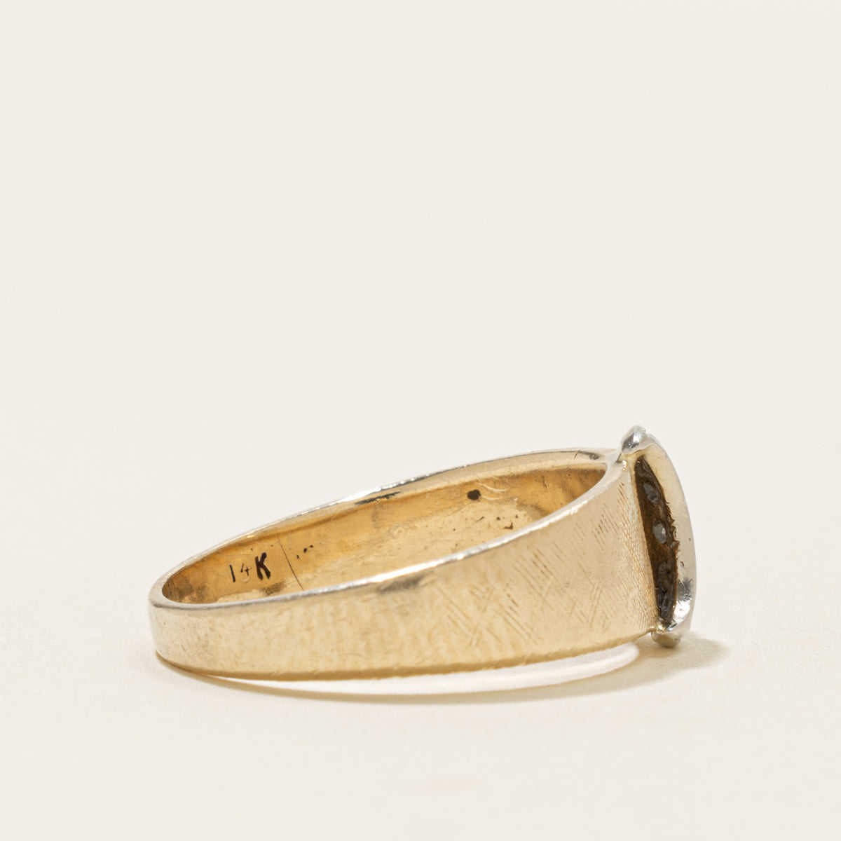 14k Diamond Textured Crescent Moon Ring | 8.8mm | SZ 7.75