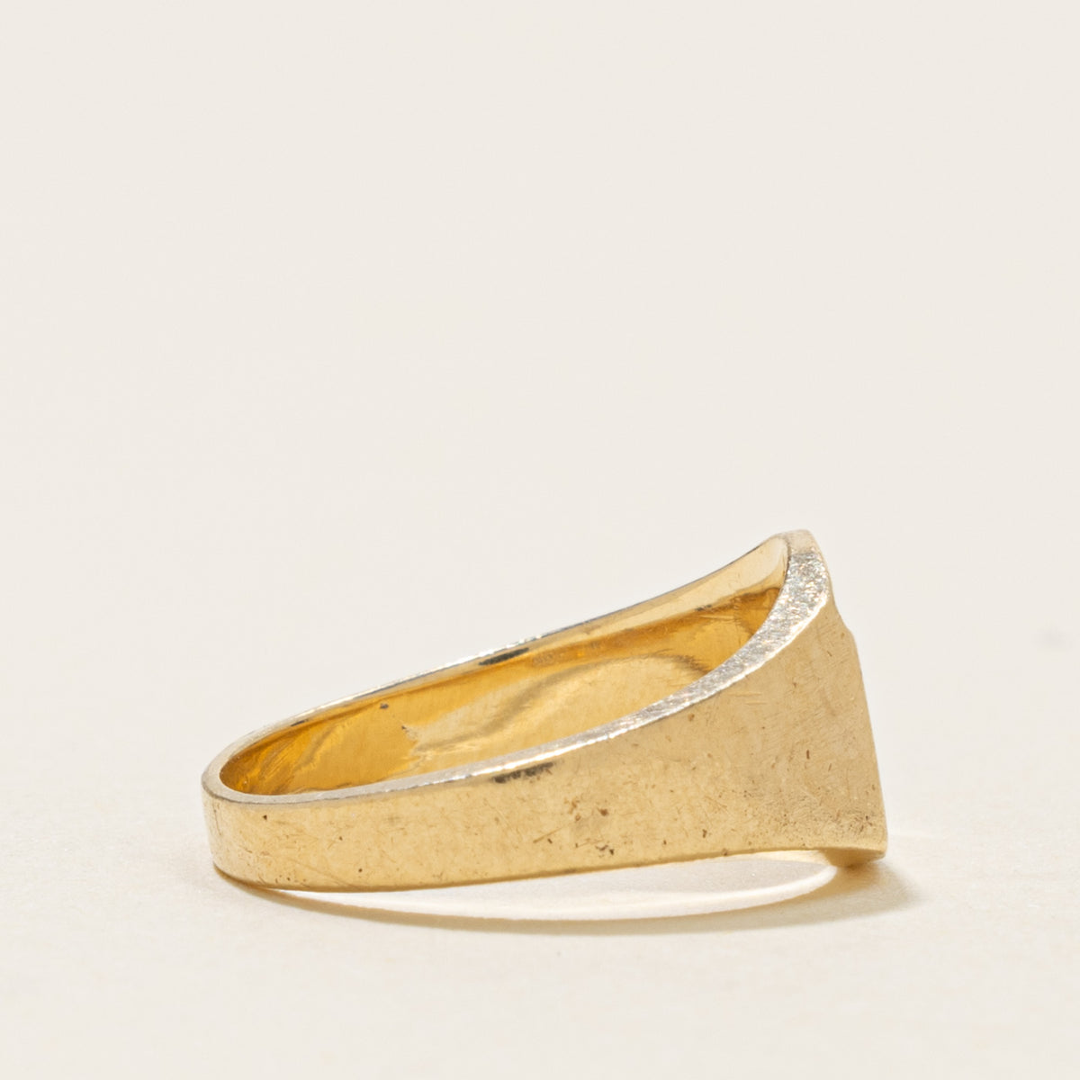 14k Illusion Set Diamond Engraved "PA" Initial Signet Ring | SZ 2.25