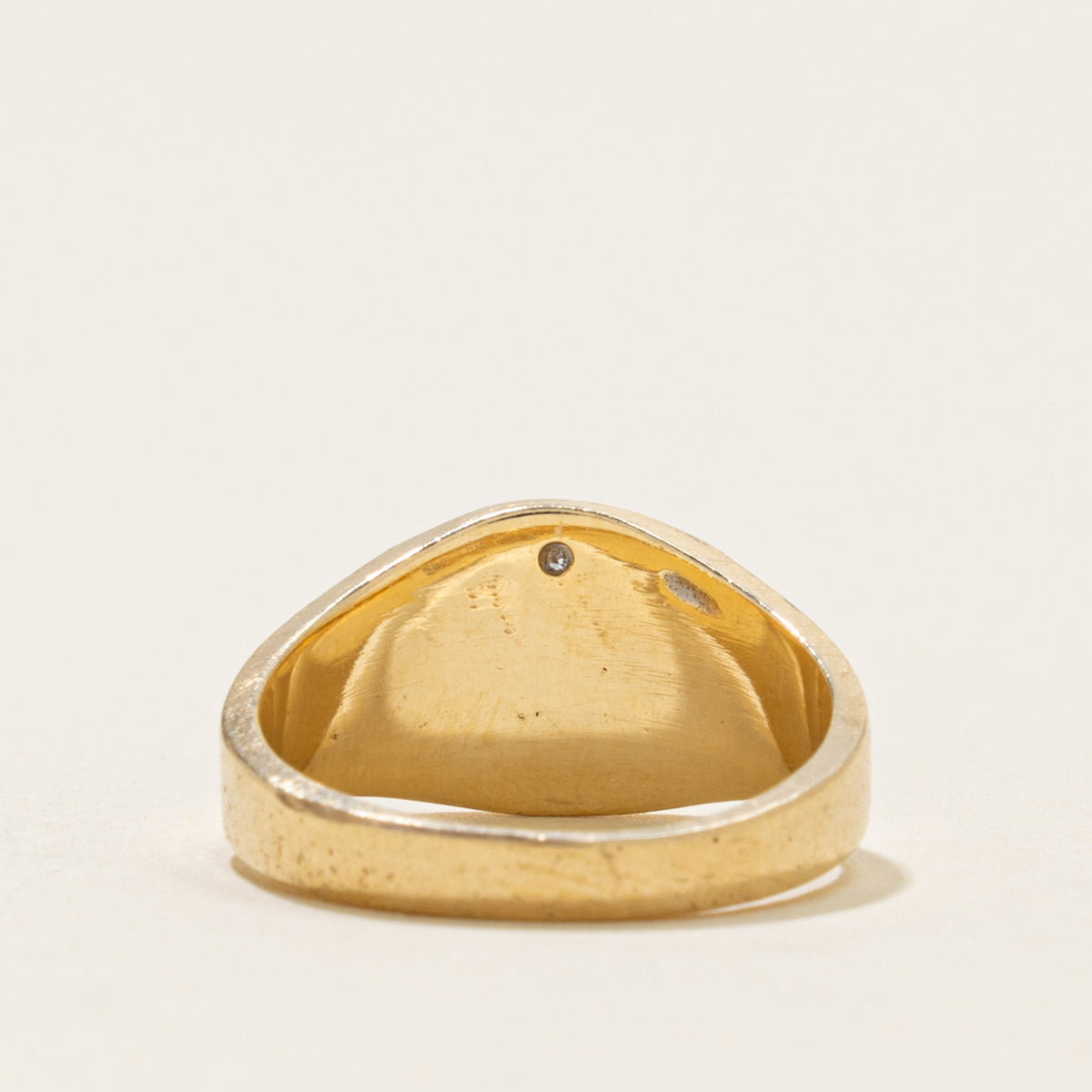 14k Illusion Set Diamond Engraved "PA" Initial Signet Ring | SZ 2.25