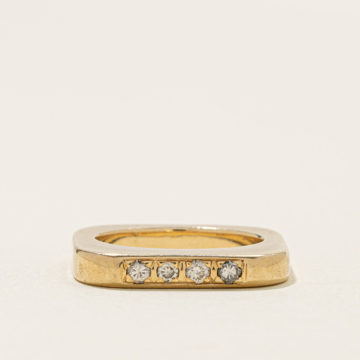 14k Four Stone Diamond Soft-Square Band | 3.1mm | SZ 5.25