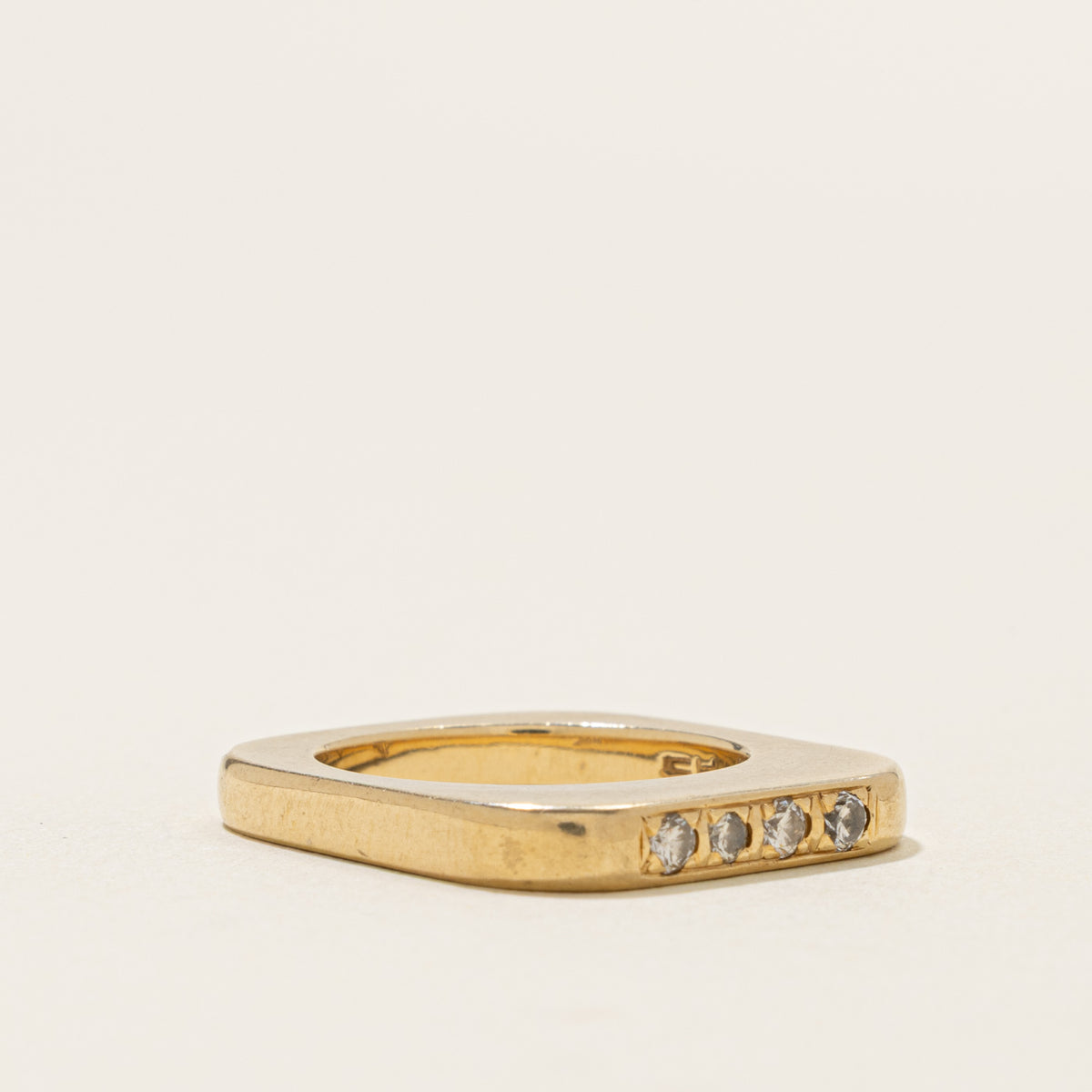 14k Four Stone Diamond Soft-Square Band | 3.1mm | SZ 5.25