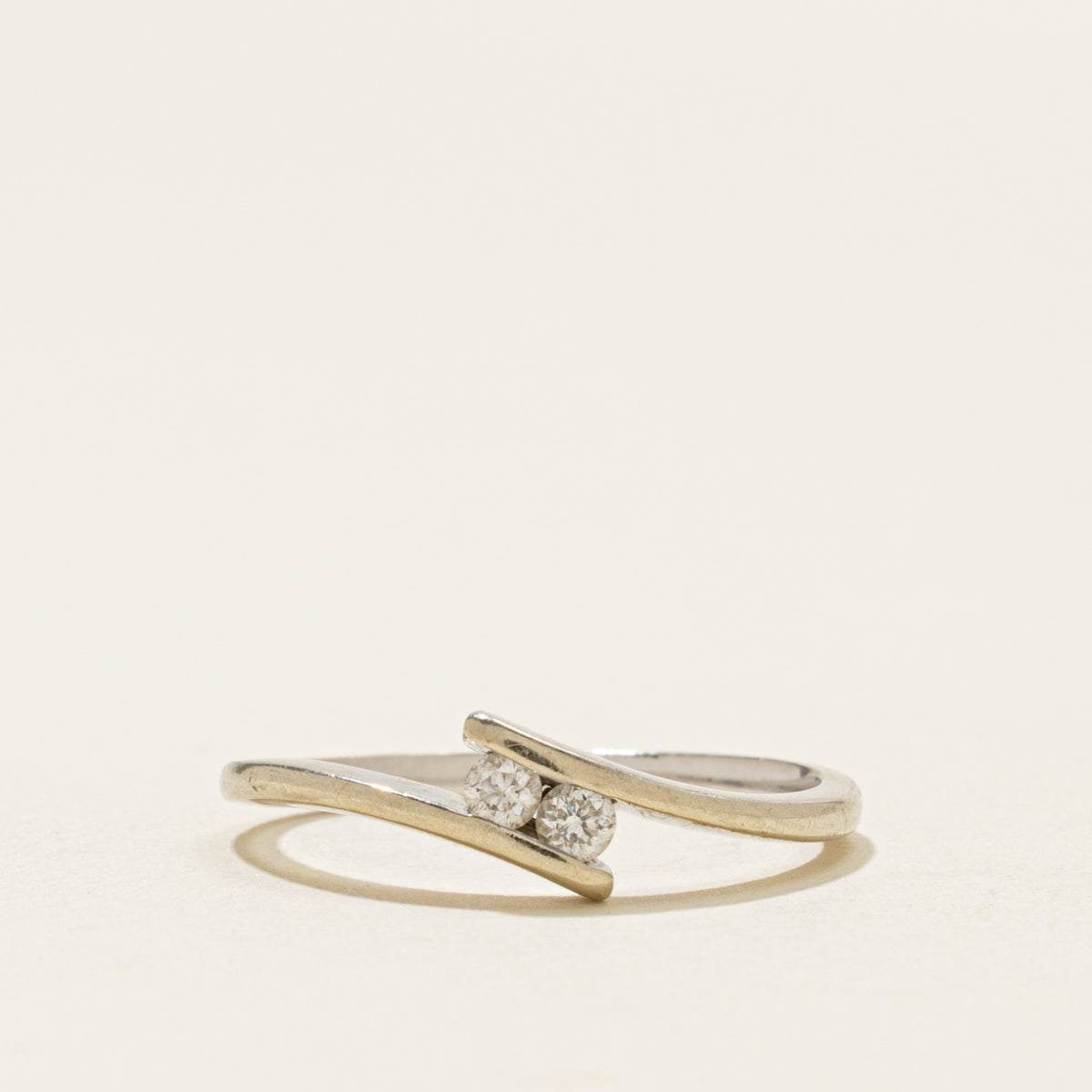 14k Two Stone Diamond Bypass Ring | SZ 6.5