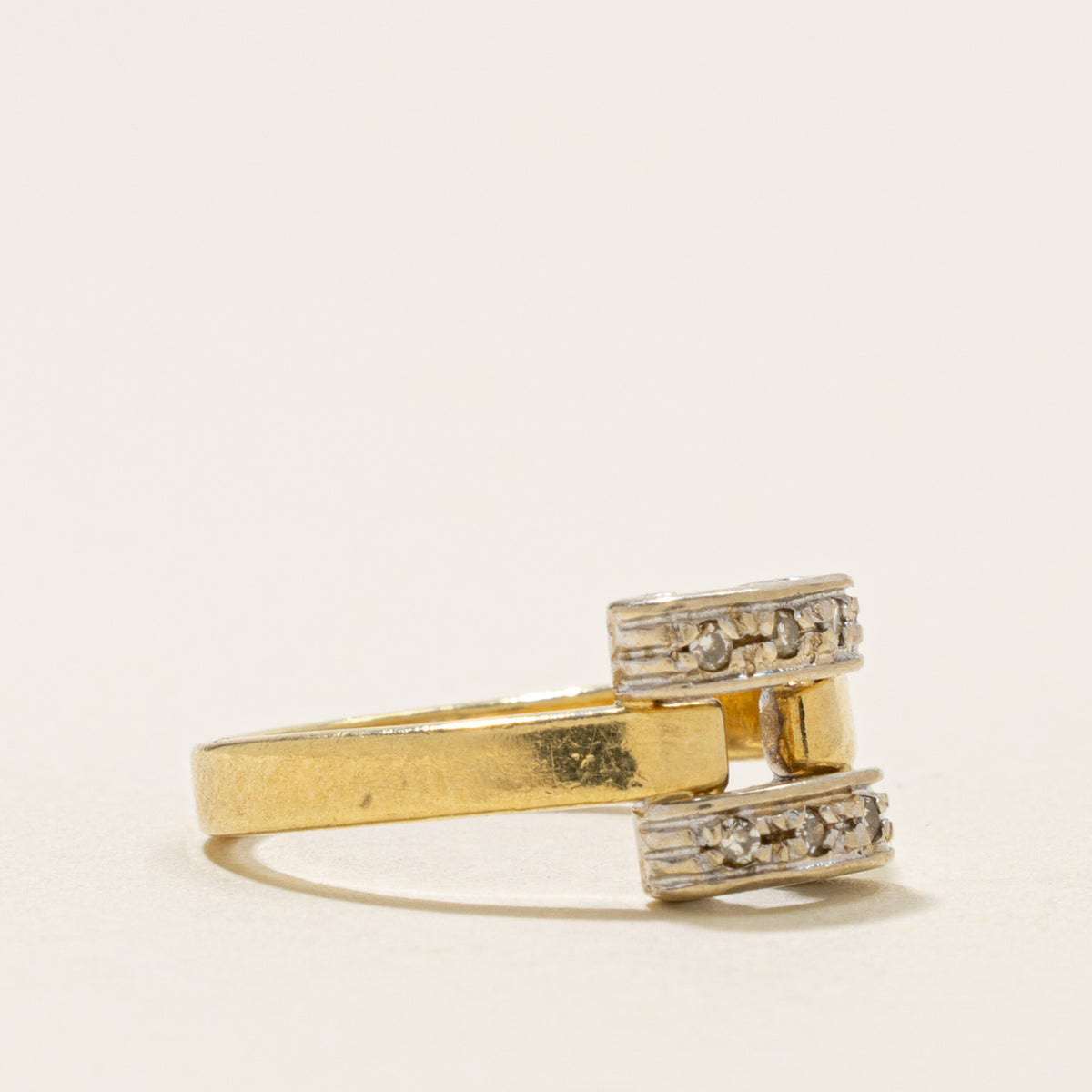 'Unoaerre' Multi Row Diamond Geometric Ring | SZ 4.75