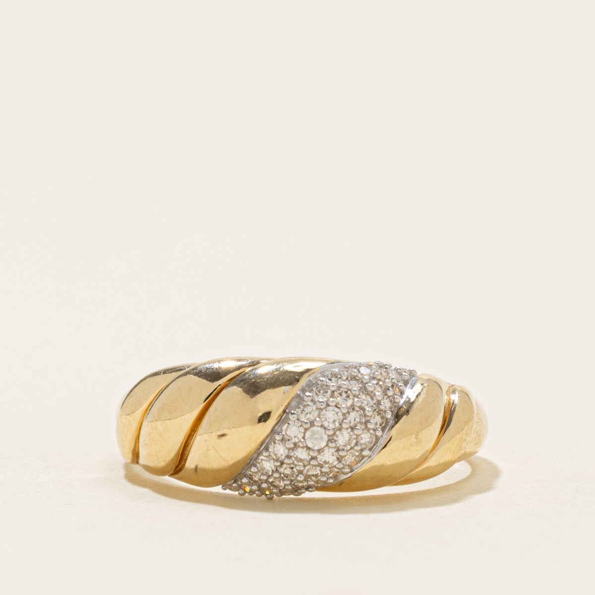 'Mejuri' Pavé Diamond Croissant Dome Ring | SZ 7