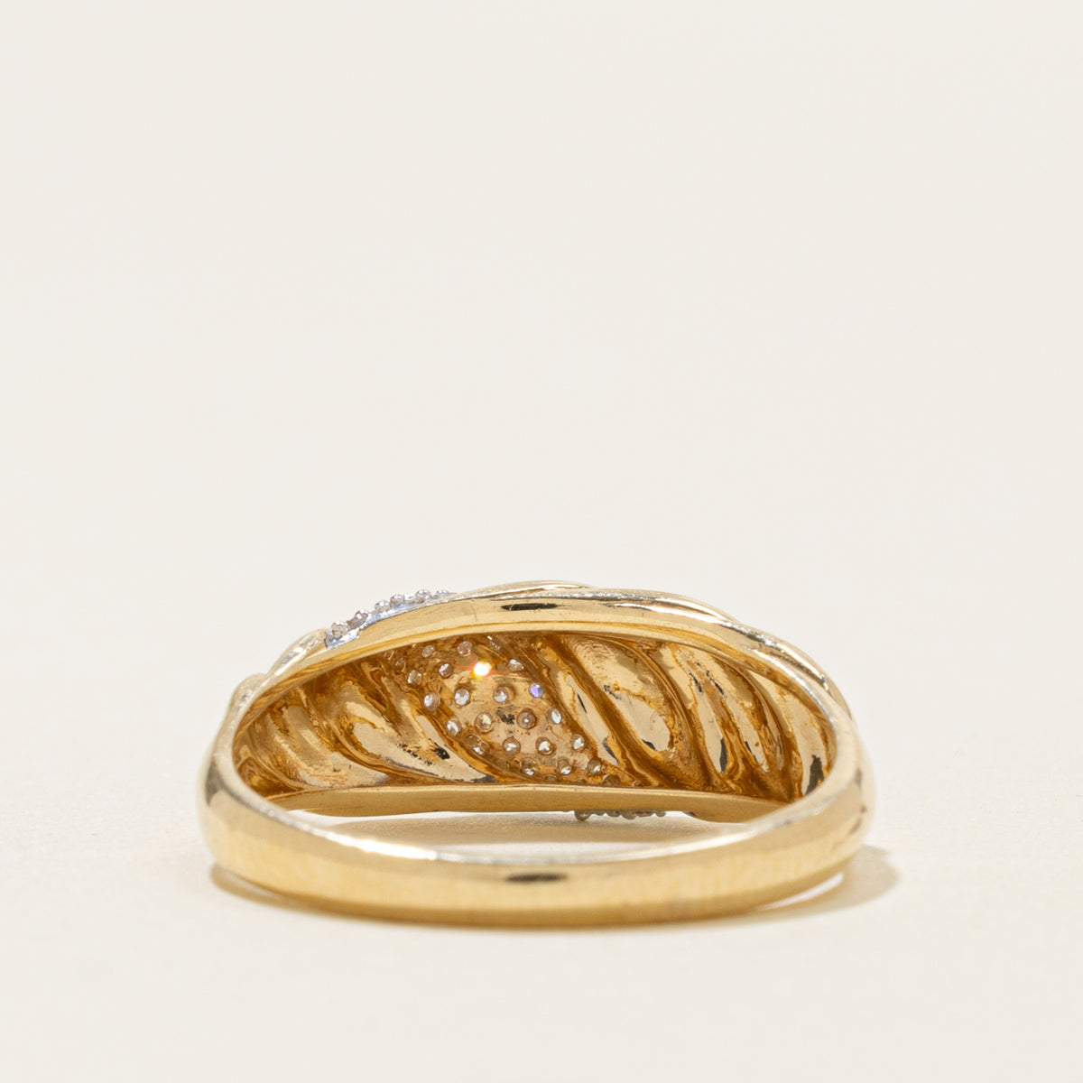 'Mejuri' Pavé Diamond Croissant Dome Ring | SZ 7