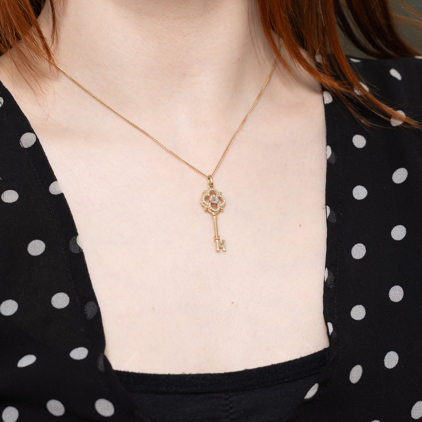 10k Diamond Key Pendant