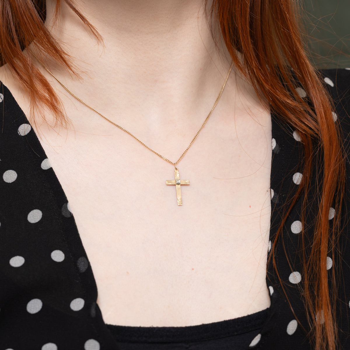10k Diamond Engraved Cross Pendant