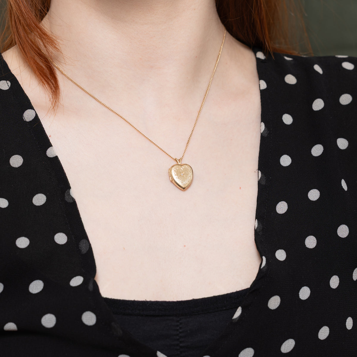 10k Diamond Engraved Heart Locket