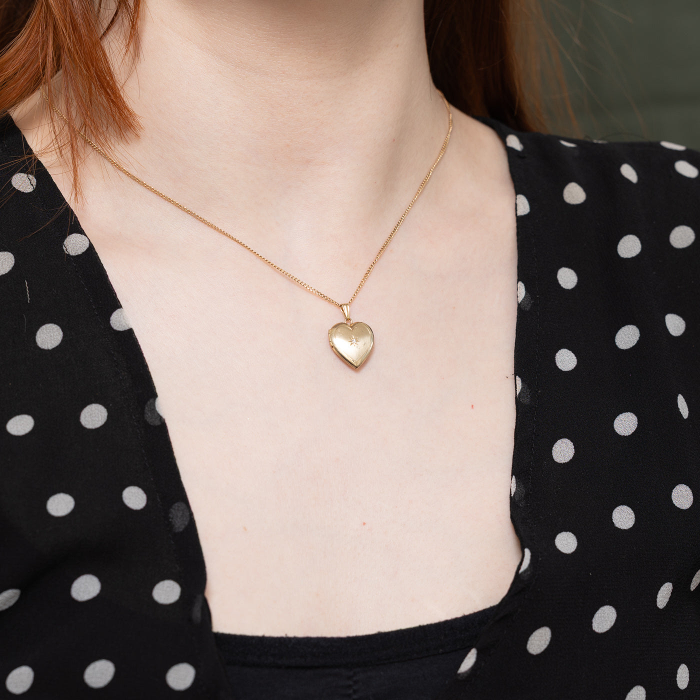 10k Star Set Diamond Heart Locket