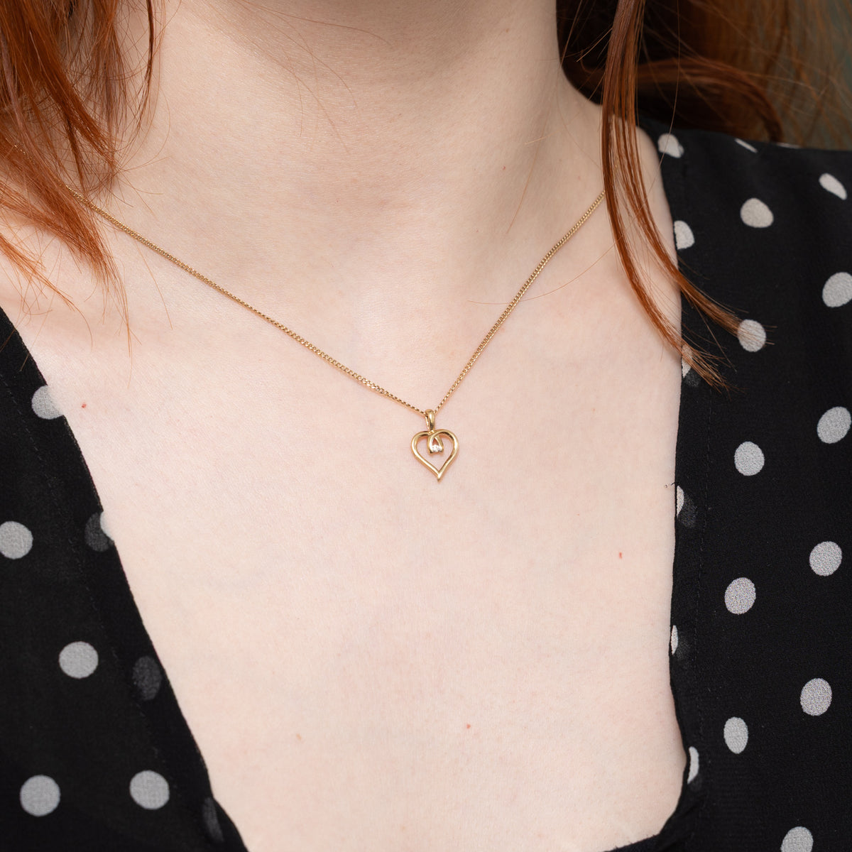 10k Diamond Looped Heart Pendant