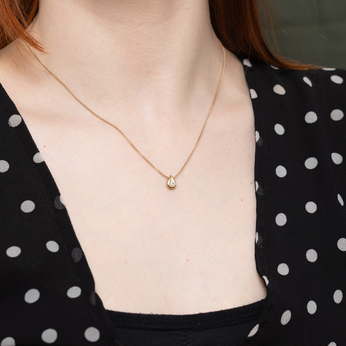 10k Solitaire Diamond Teardrop Pendant