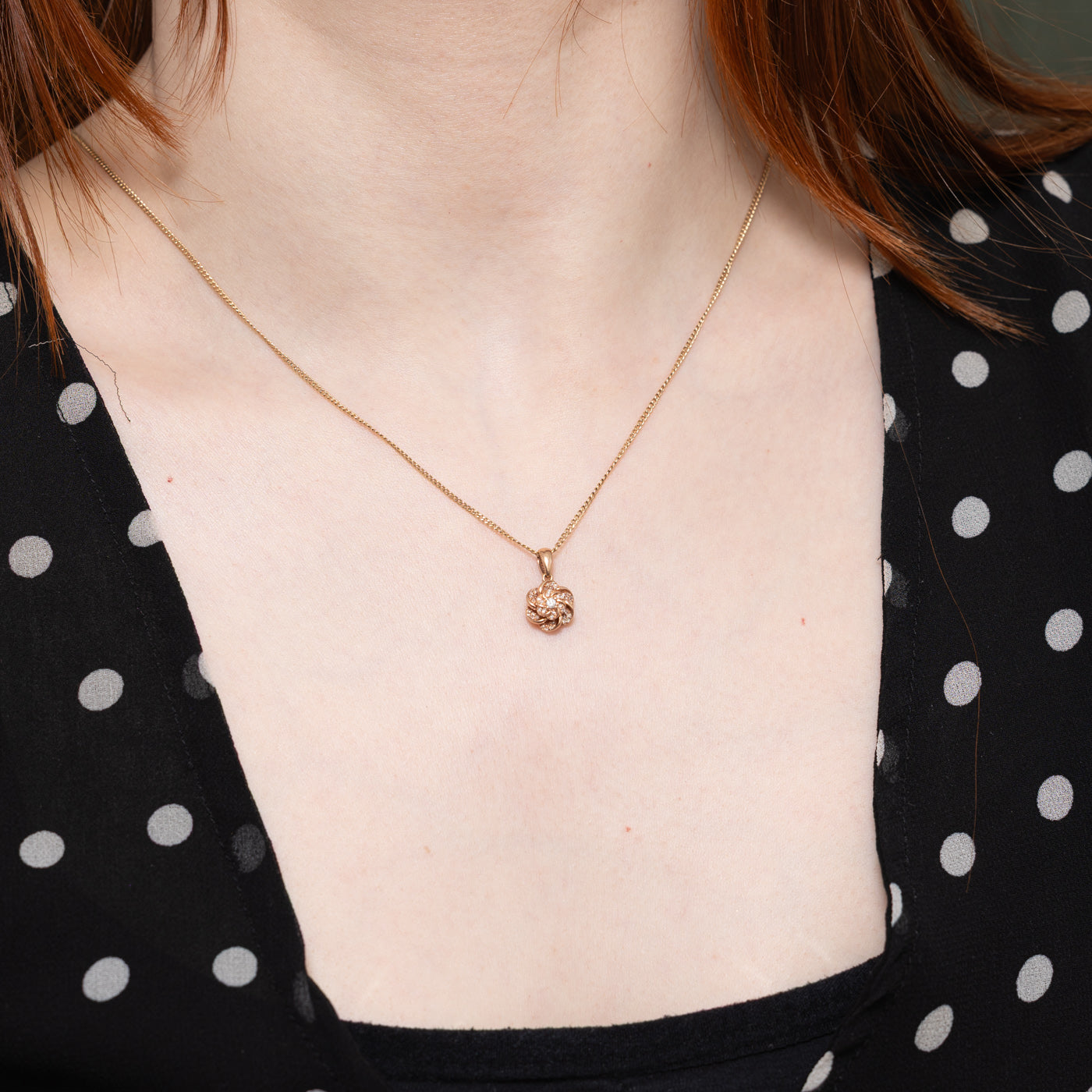 10k Rose Gold Diamond Flower Pendant