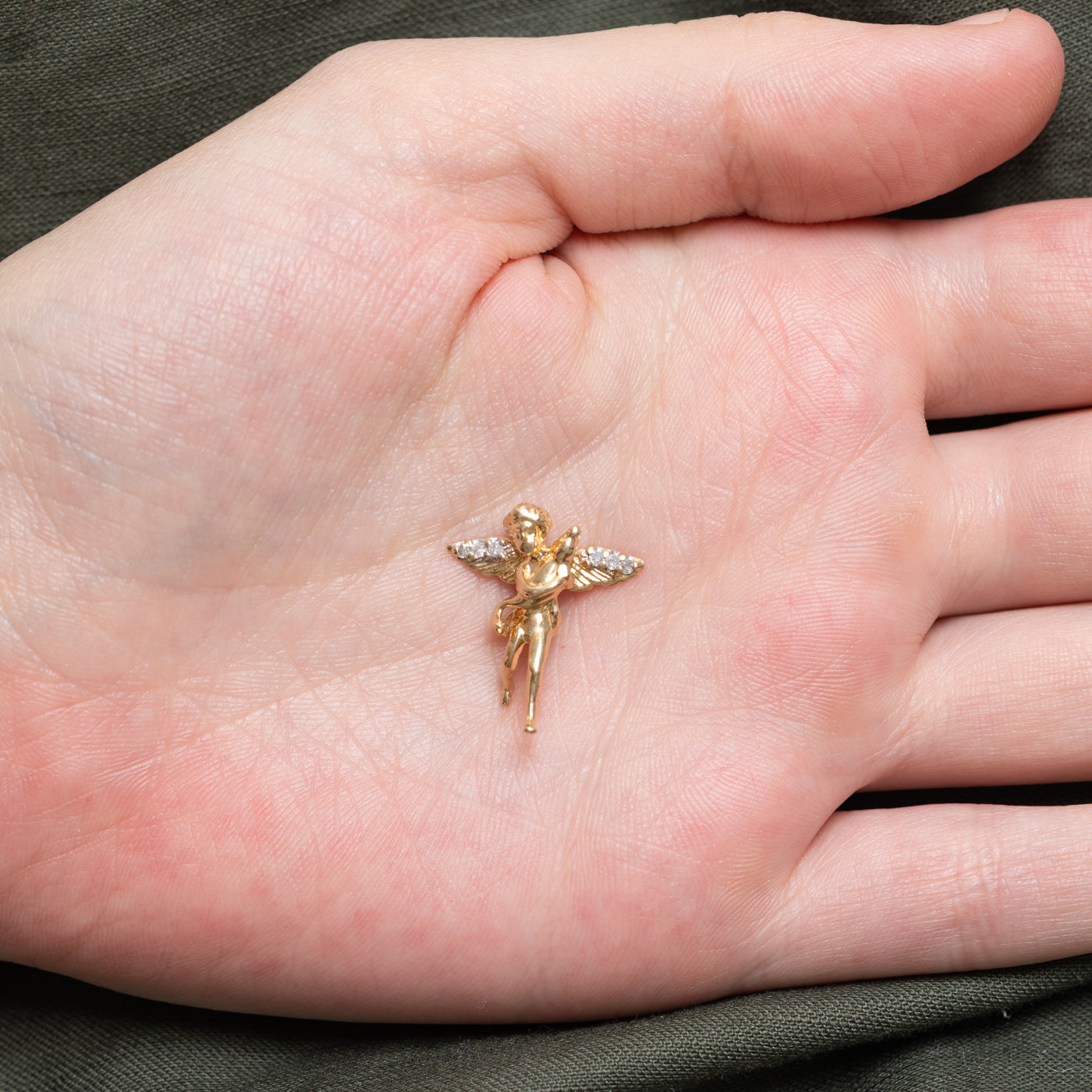 14k Diamond Accented Angel Pendant
