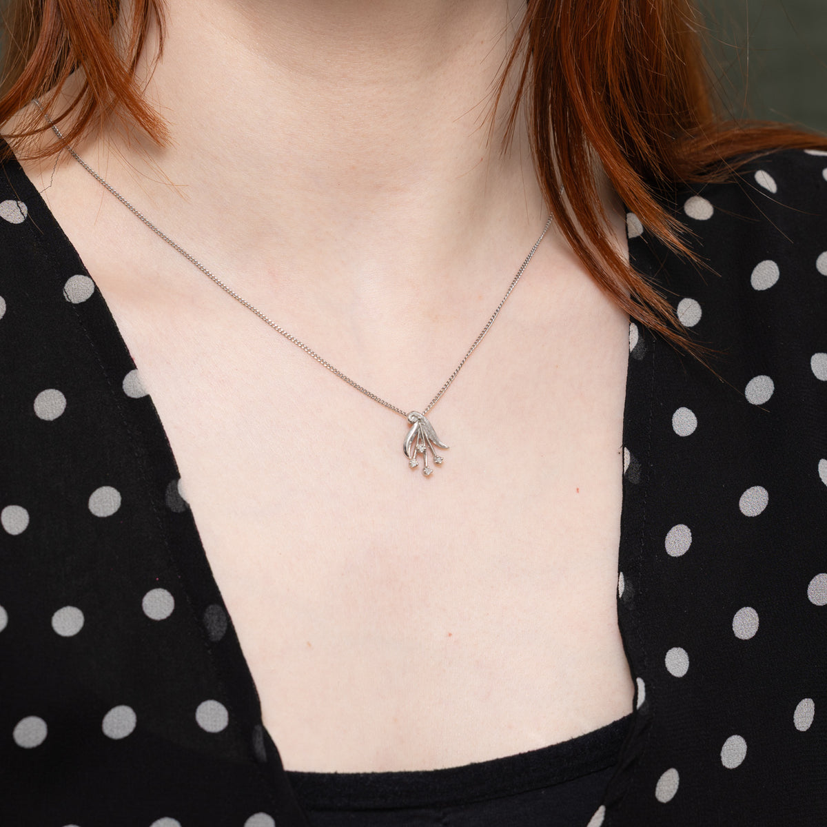 14k Diamond Textured Floral Pendant