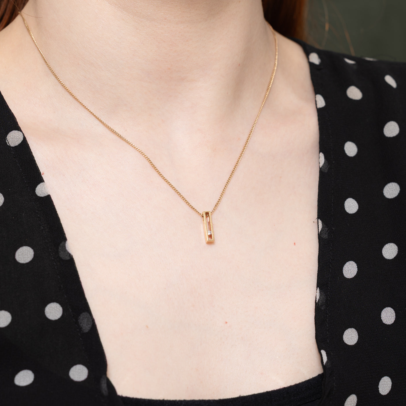 14k Diamond Bar Pendant