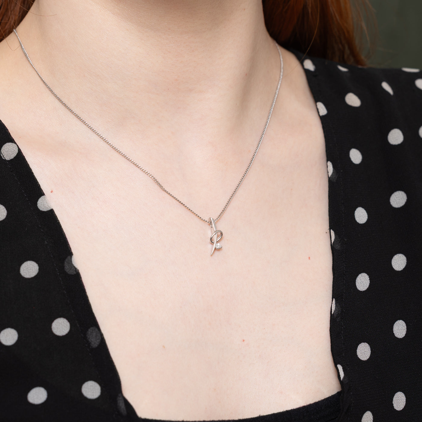 14k Single Diamond Abstract Pendant