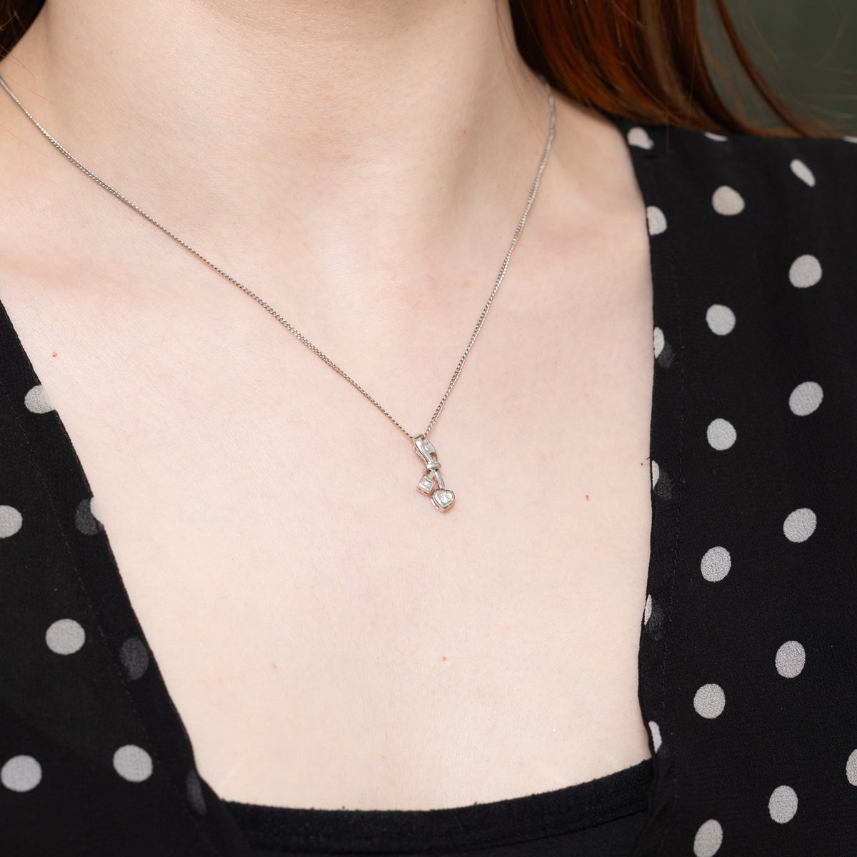 18k Diamond Heart and Square Pendant