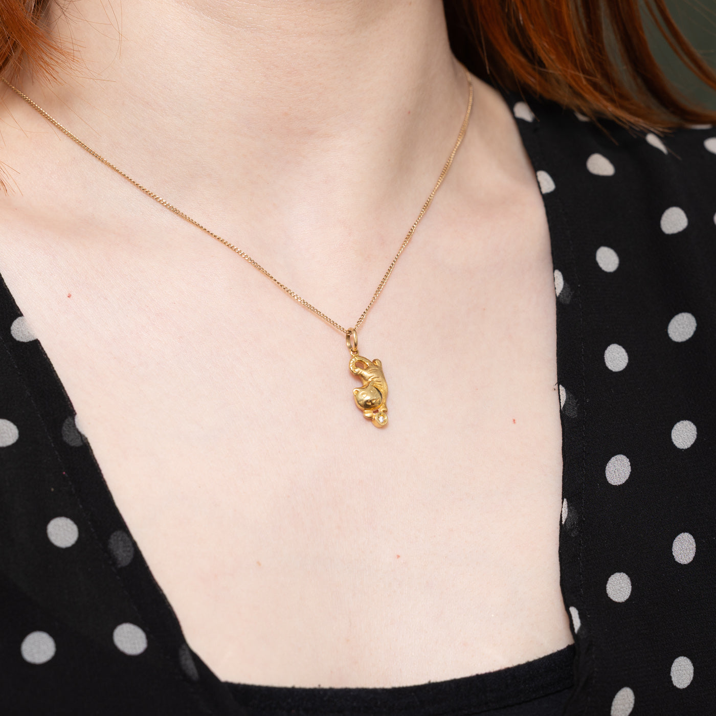 18k Diamond Cat Charm