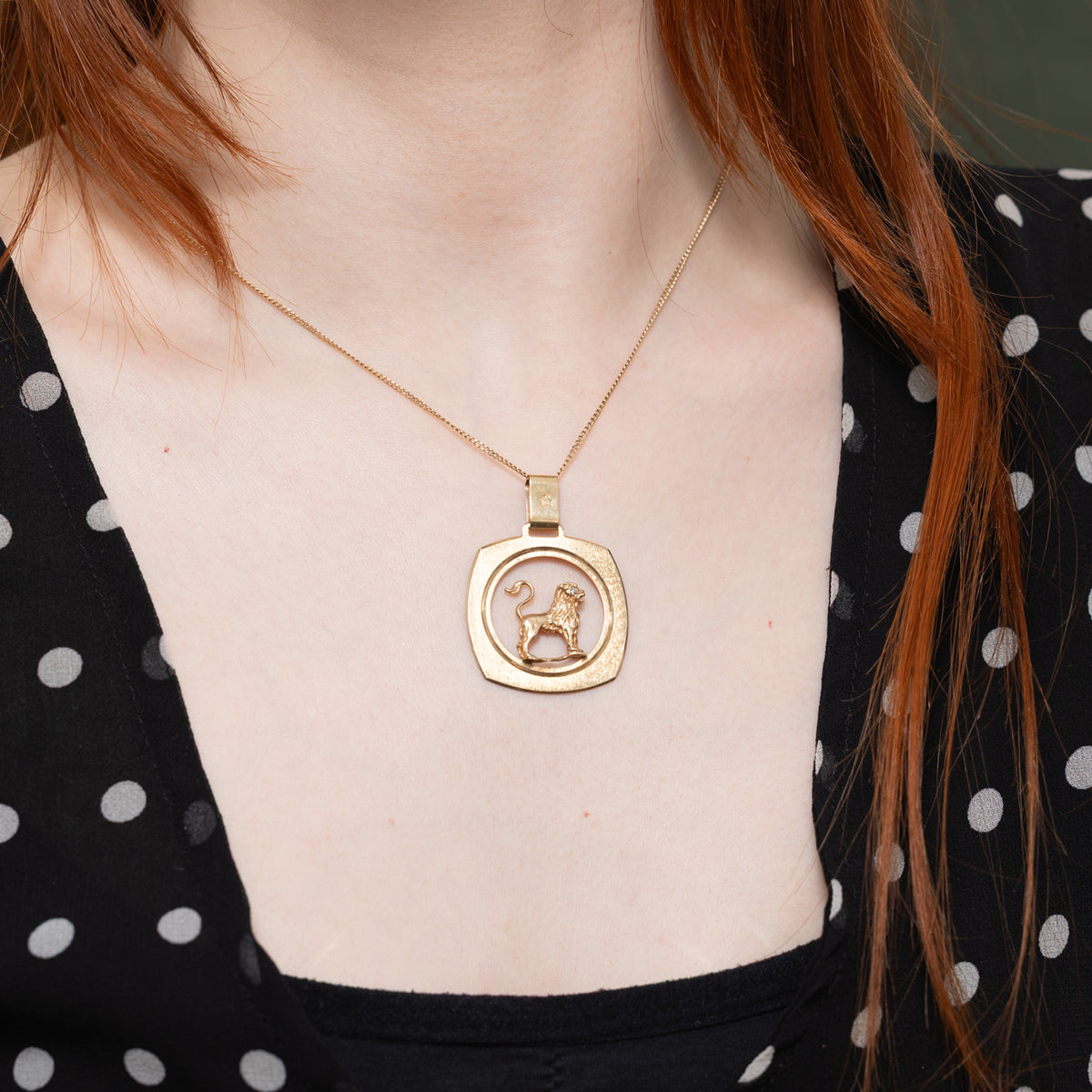 10k Diamond Lion Framed Pendant