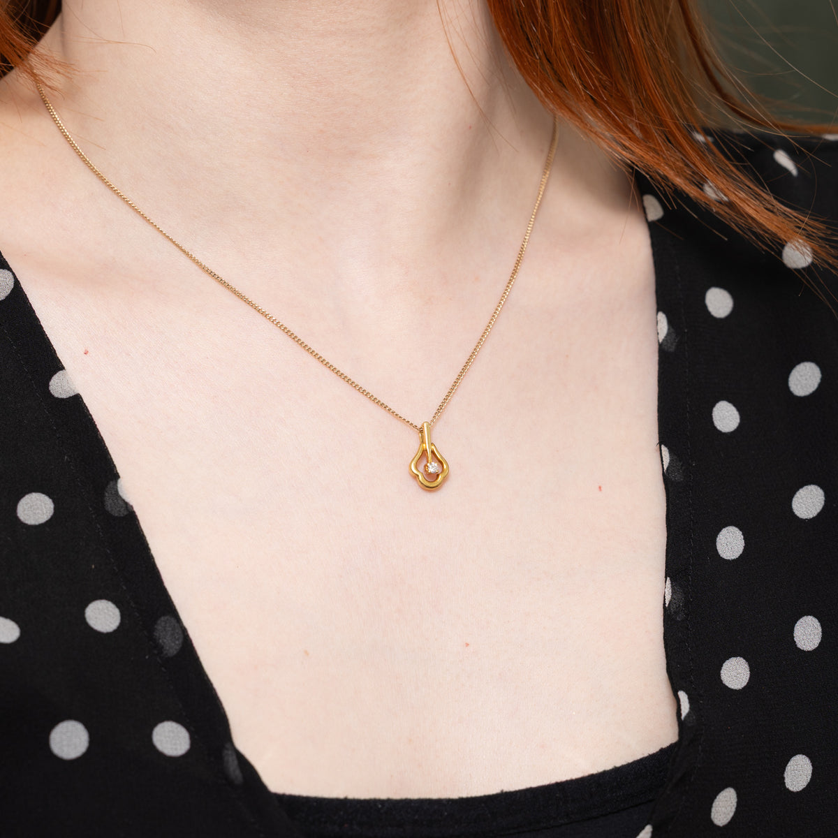 18k Diamond Pear Framed Pendant