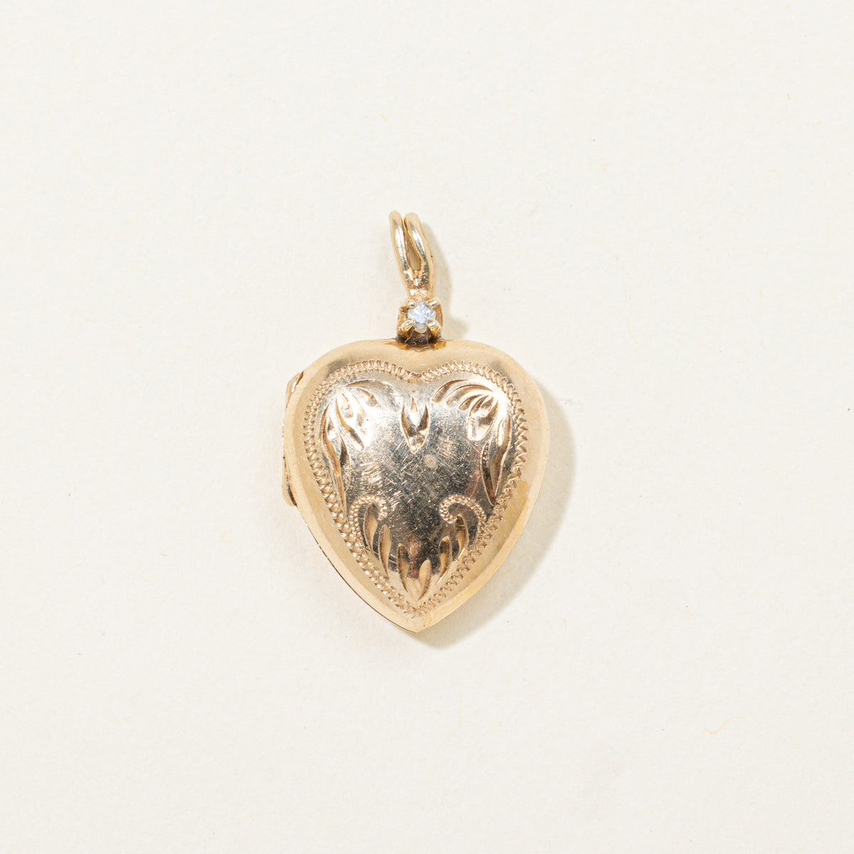 10k Diamond Engraved Heart Locket