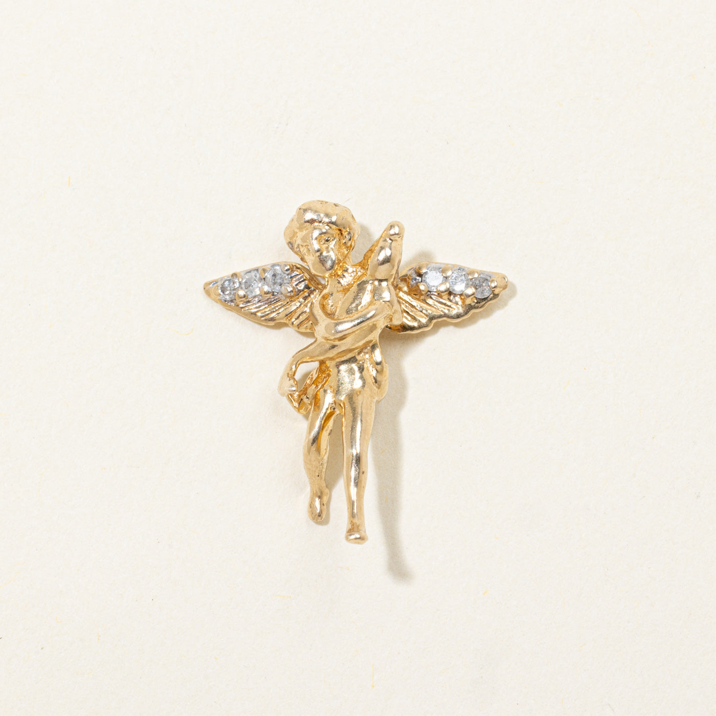 14k Diamond Accented Angel Pendant