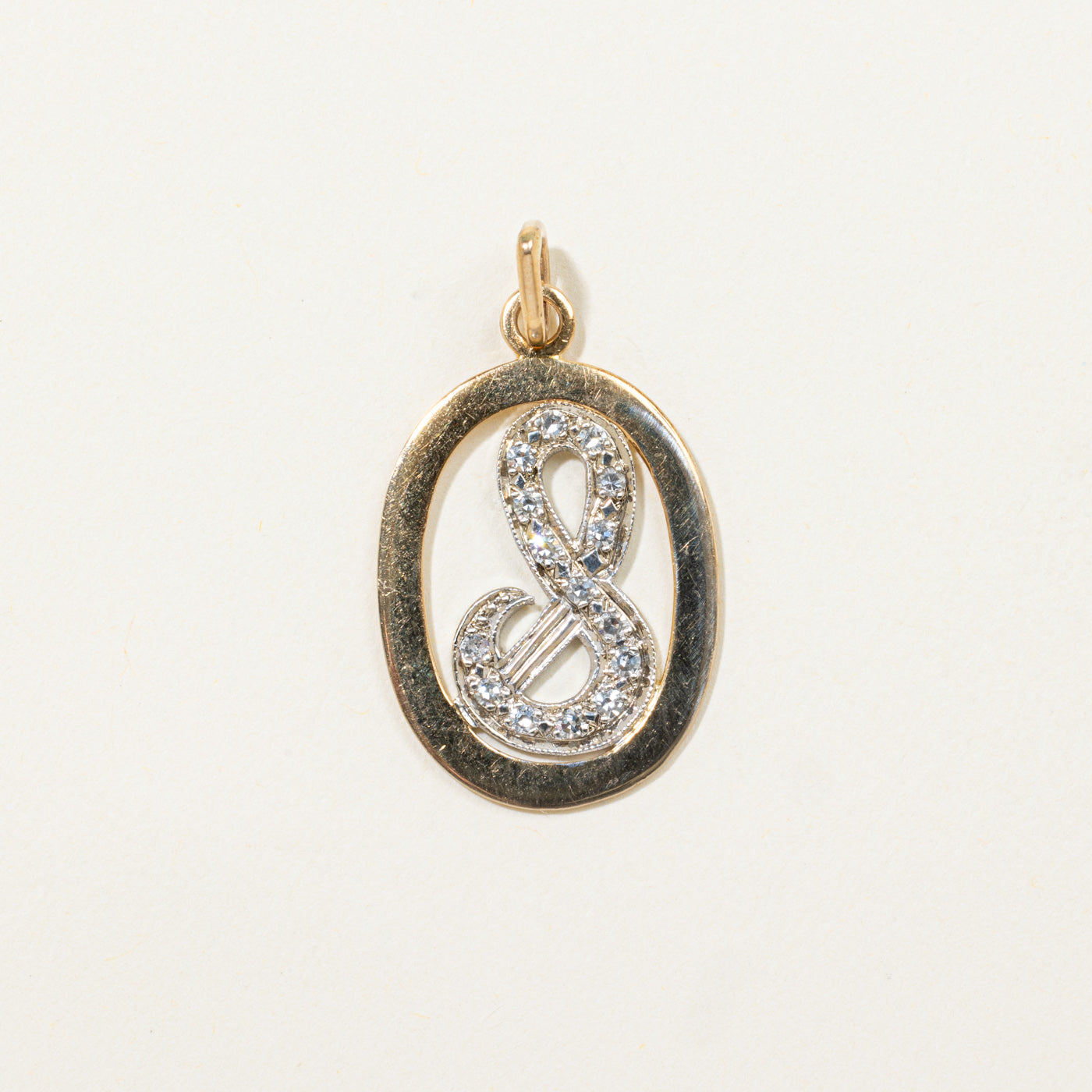 14k Diamond "S" Initial Pendant