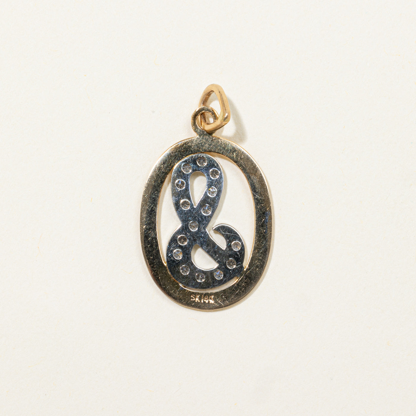 14k Diamond "S" Initial Pendant