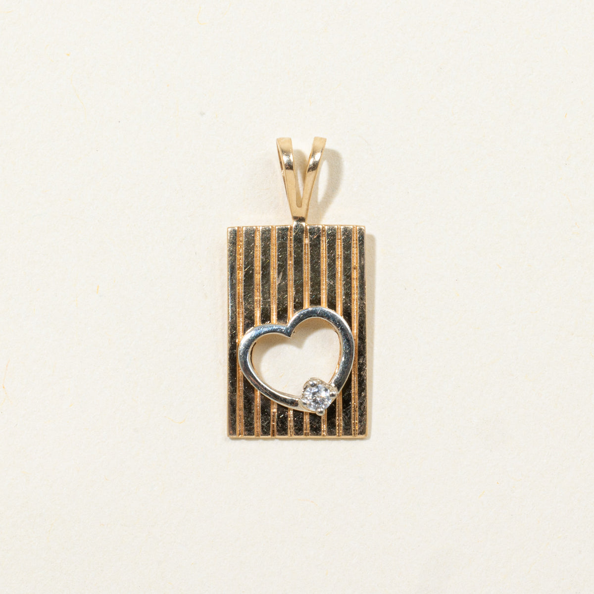 14k Diamond Heart Cutout Tag Pendant