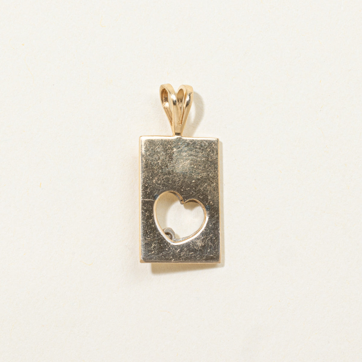 14k Diamond Heart Cutout Tag Pendant