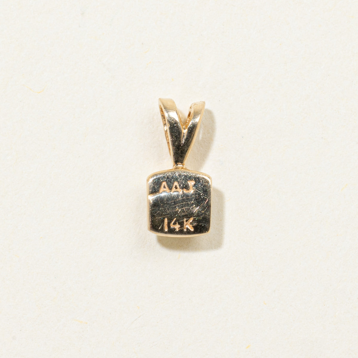 14k Single Diamond Square Pendant