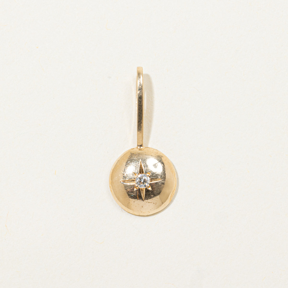 14k Star Set Diamond Half Sphere Pendant