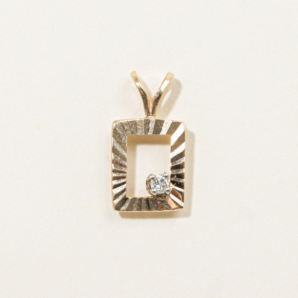 14k Diamond Textured Framed Pendant