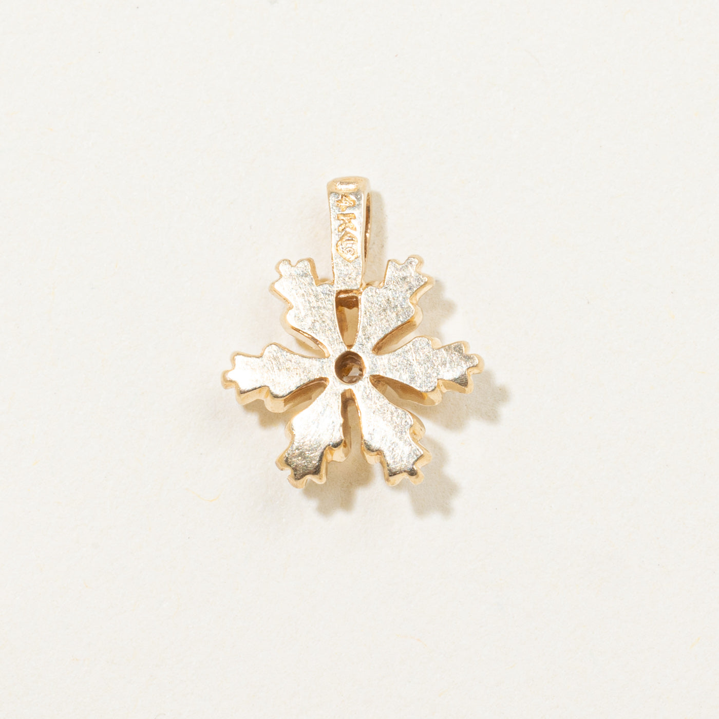 14k Single Diamond Snowflake Pendant