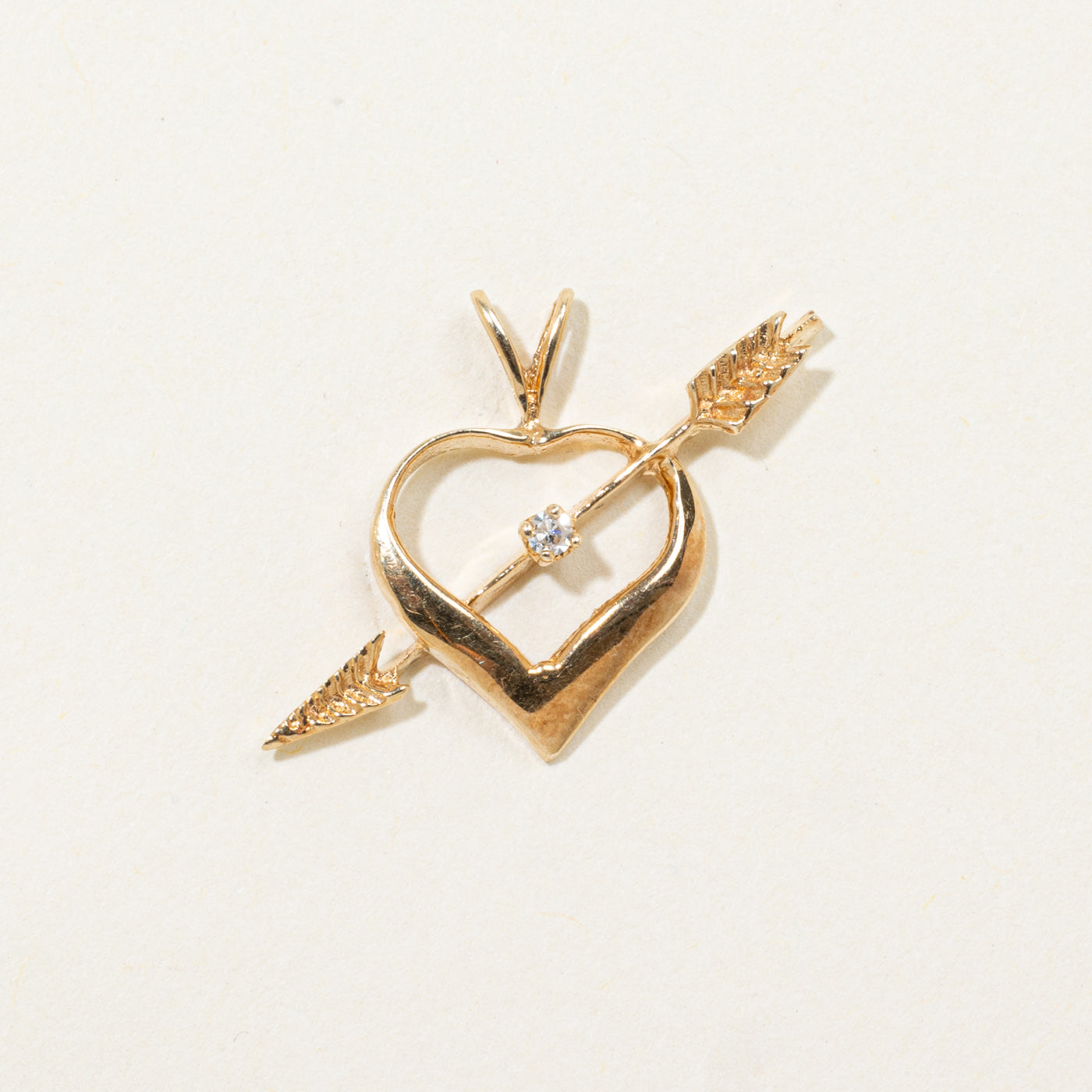 14k Diamond Heart & Arrow Pendant