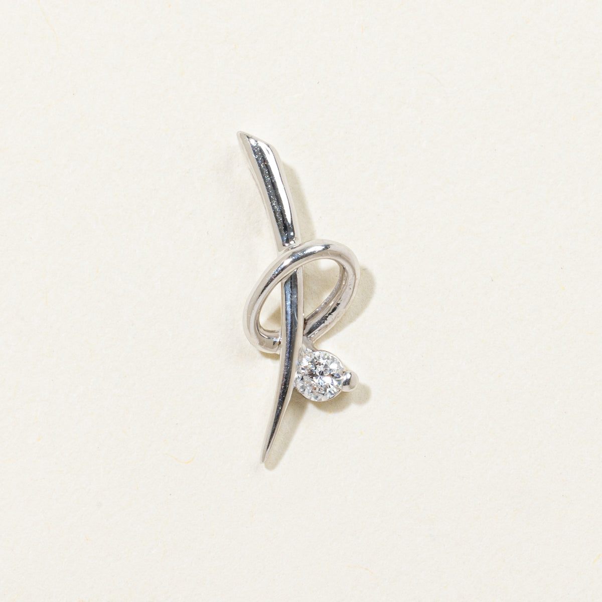 14k Single Diamond Abstract Pendant