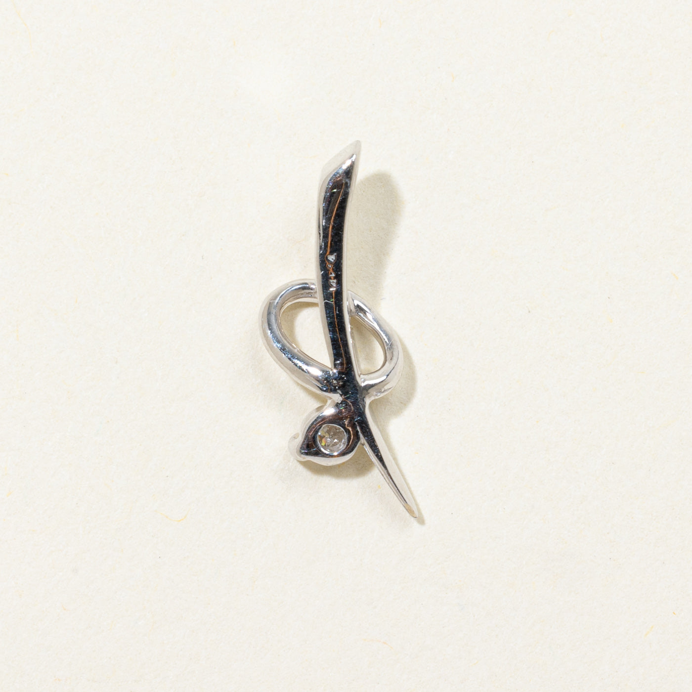 14k Single Diamond Abstract Pendant