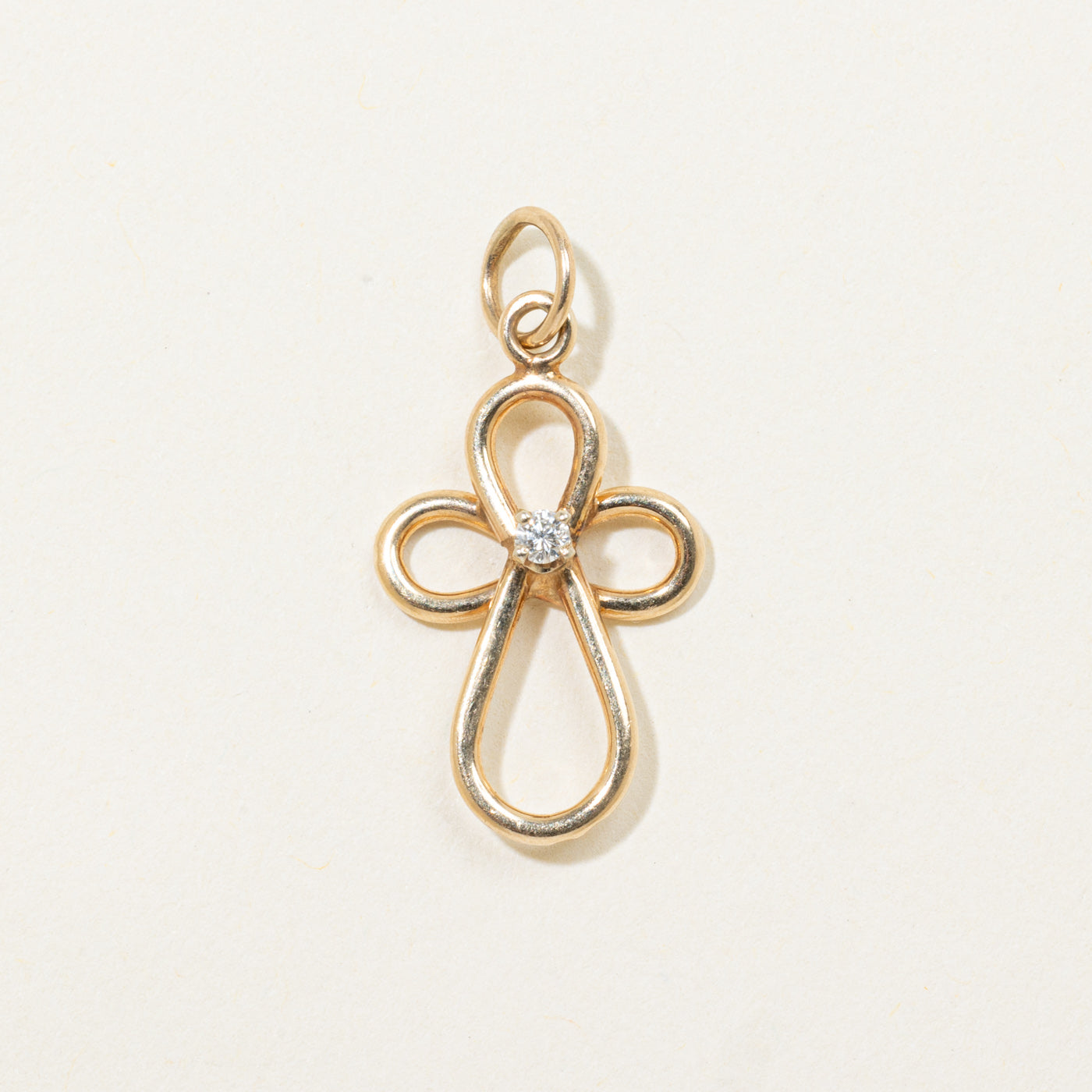 14k Diamond Looped Cross Pendant