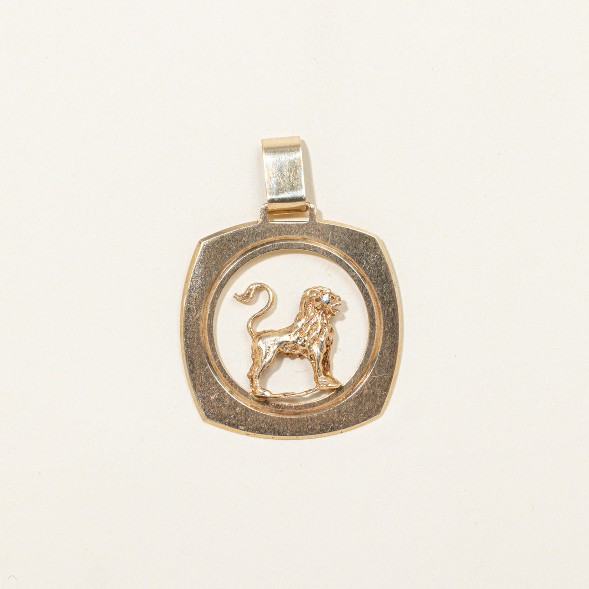 10k Diamond Lion Framed Pendant