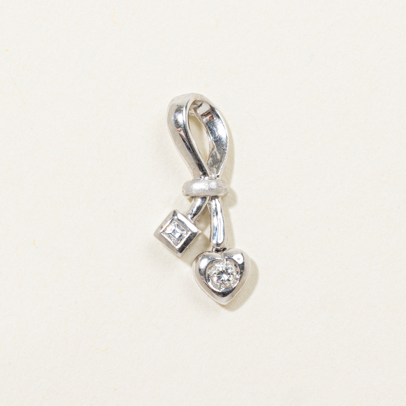 18k Diamond Heart and Square Pendant