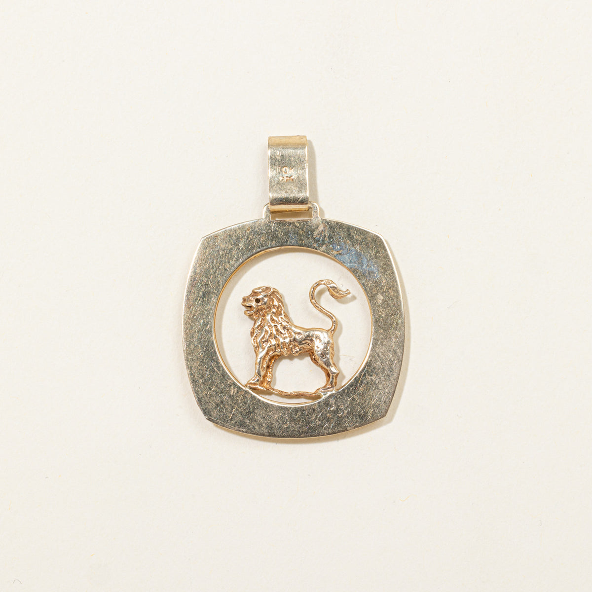 10k Diamond Lion Framed Pendant