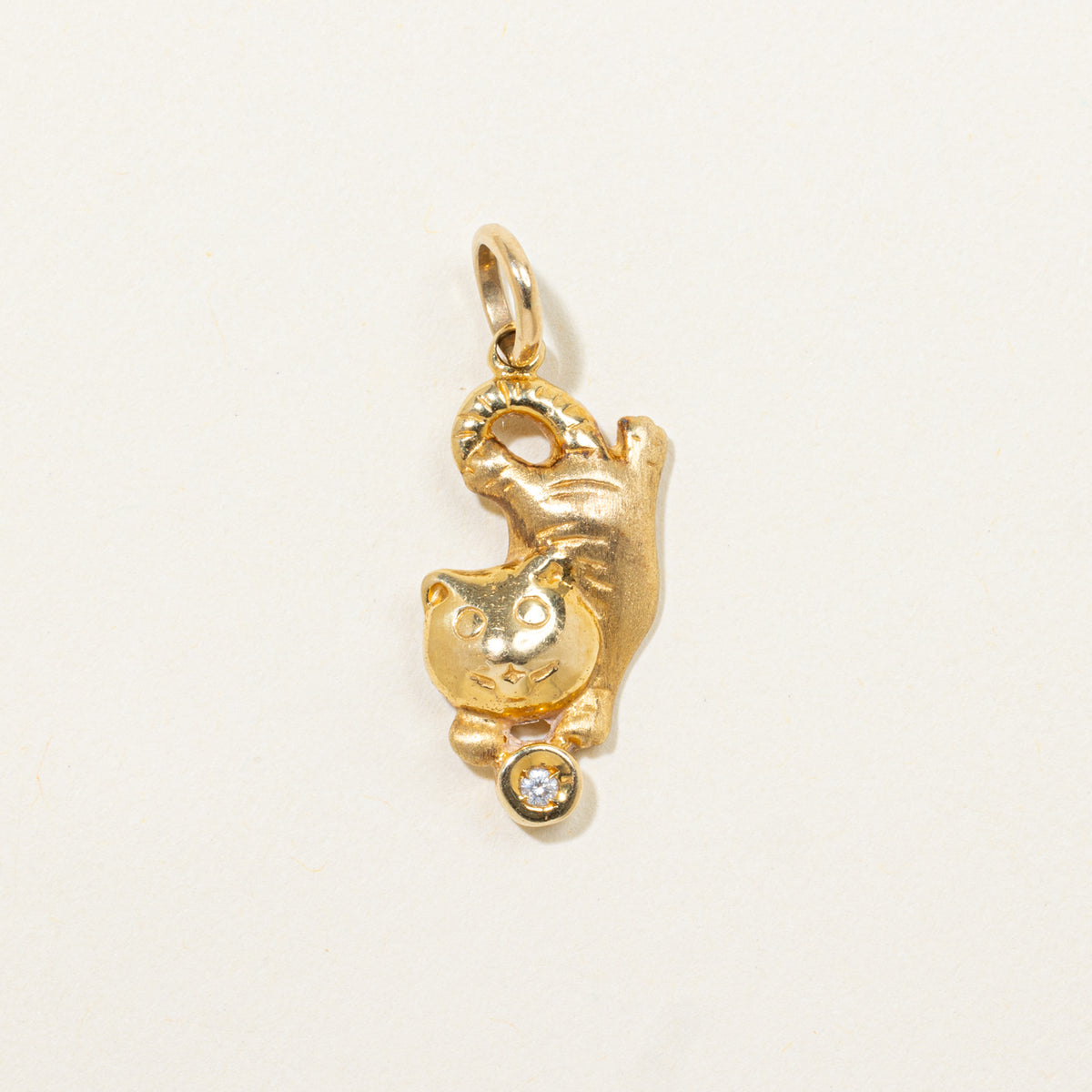 18k Diamond Cat Charm