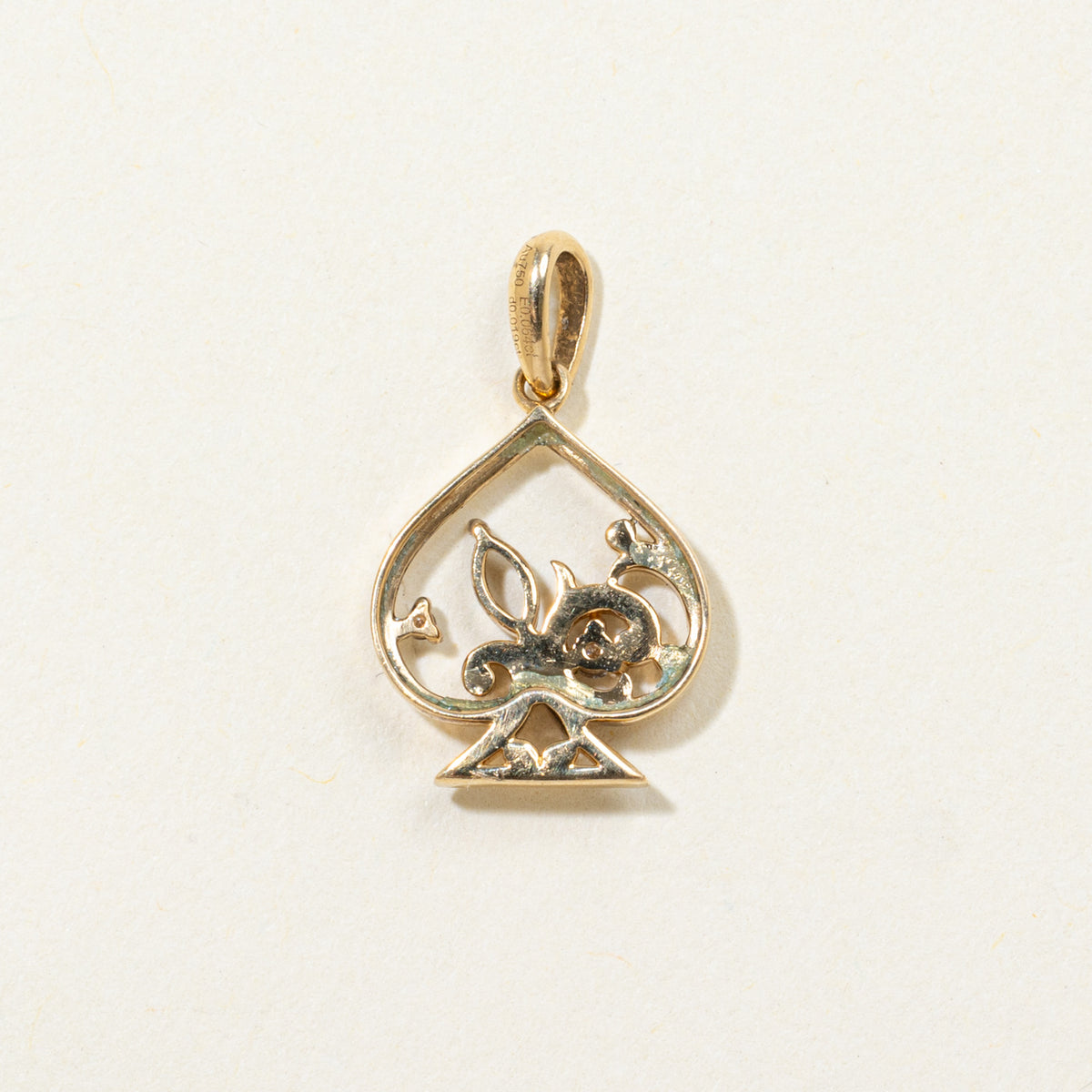 18k Diamond Openwork Floral Spade Pendant