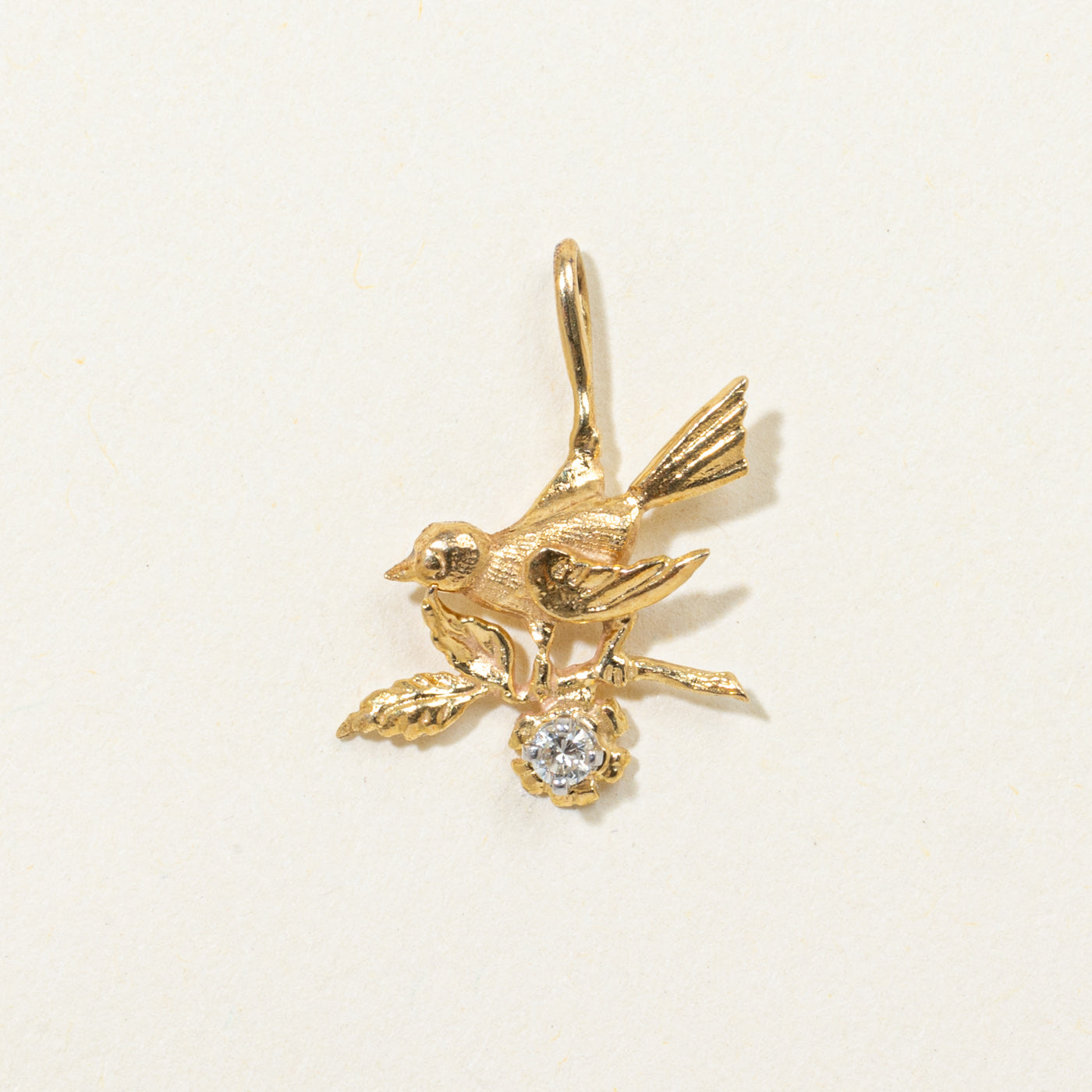 18k Diamond Bird & Flower Charm