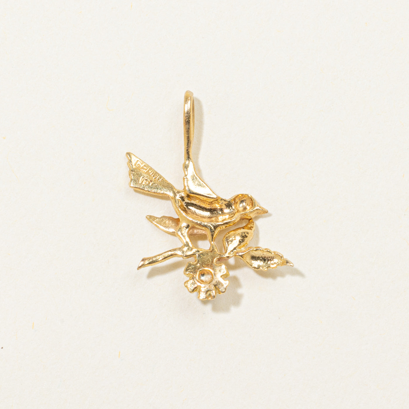 18k Diamond Bird & Flower Charm